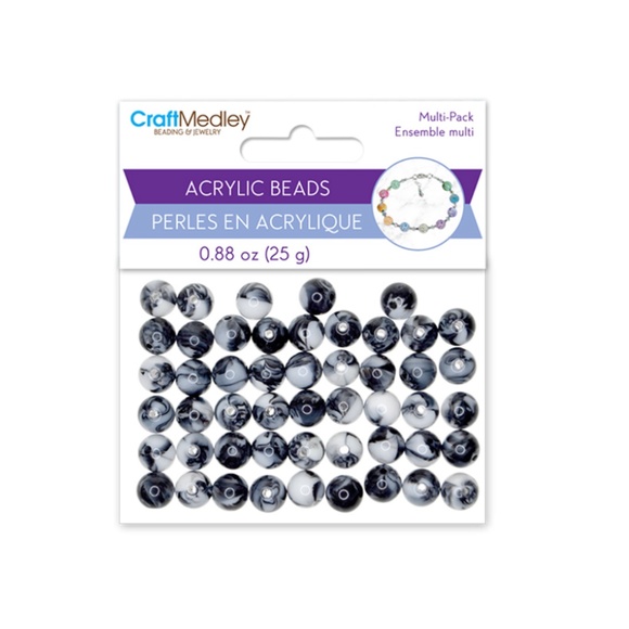 🆕 NEW 10 mm Acrylic Beads: 10mm Round Multi-Packs 25g / 0.88 oz Marble Classic - Picture 5 of 5